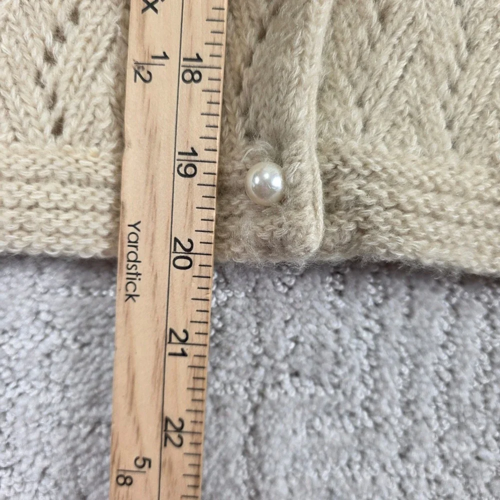 Free People Cream Pointelle Knit Wool Blend Cardigan Oversized Collar Small